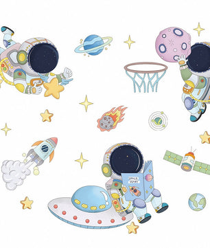 Vinilos decorativos Adhesivos infantiles de Pared espacio astronautas 7 niño (0056)