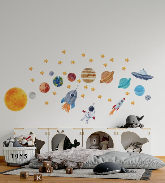 Vinilos decorativos Adhesivos infantiles de Pared espacio astronautas 3 niño