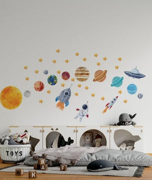 Vinilos decorativos Adhesivos infantiles de Pared  Conjunto Astronautas