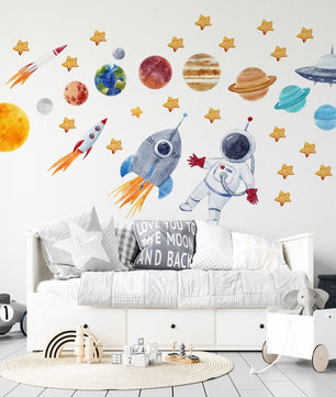 Vinilos decorativos Adhesivos infantiles de Pared espacio astronautas 3 niño
