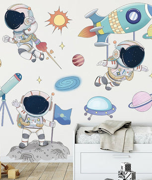 Vinilos decorativos Adhesivos infantiles de Pared espacio astronautas 10 niño (0050)