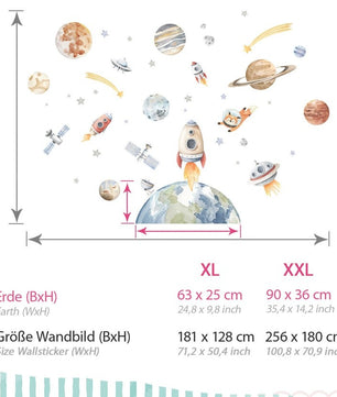 Vinilos decorativos Adhesivos infantiles de Pared espacio astronautas 15 niño (0052)