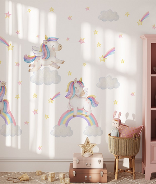 Vinilos decorativos Adhesivos infantiles de Pared cuerno unicornio  niña 4 (0030)