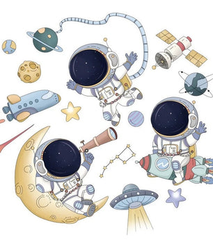 Vinilos decorativos Adhesivos infantiles de Pared espacio astronautas 6 niño (0055)