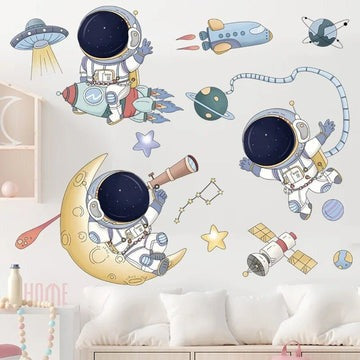 Vinilos decorativos Adhesivos infantiles de Pared  Conjunto Astronautas