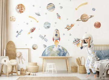 Vinilos decorativos Adhesivos infantiles de Pared  Conjunto Astronautas