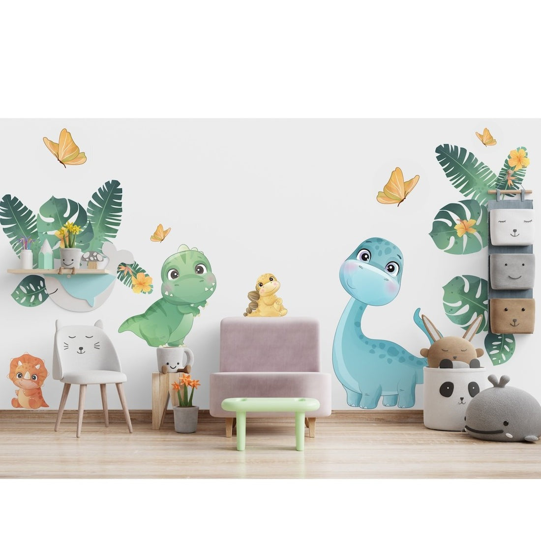 Vinilos decorativos Adhesivos infantiles de pared  Conjunto de dinosaurios Conjunto