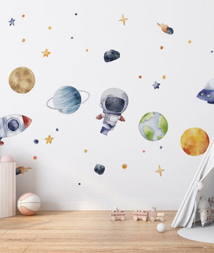 Vinilos decorativos Adhesivos infantiles de Pared espacio astronautas 11 niño (0051)