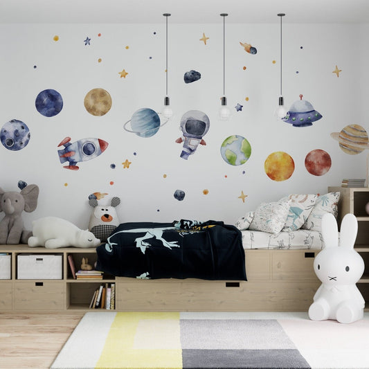 Vinilos decorativos Adhesivos infantiles de Pared espacio astronautas 11 niño (0051)