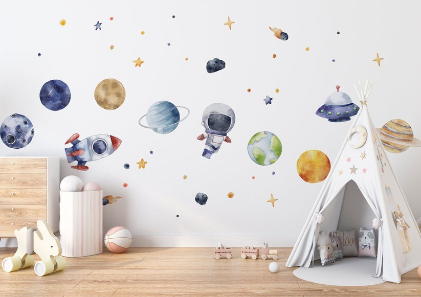 Vinilos decorativos Adhesivos infantiles de Pared  Conjunto Astronautas