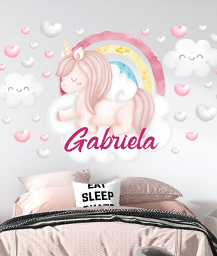 Vinilos decorativos Adhesivos infantiles de Pared cuerno unicornio  niña 7