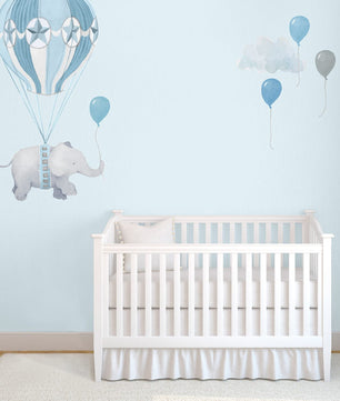 Vinilos decorativos Adhesivos infantiles de Pared Elefantes con globo aerostatico azul