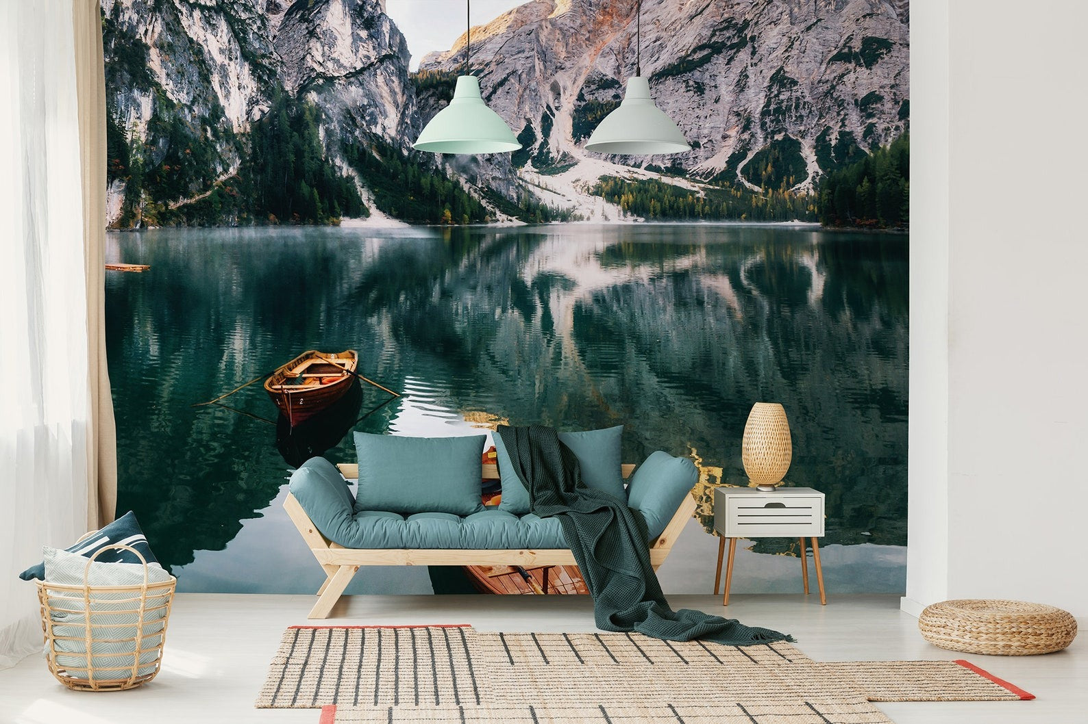 Papel para paredes Paisajes 13 lago con montañas