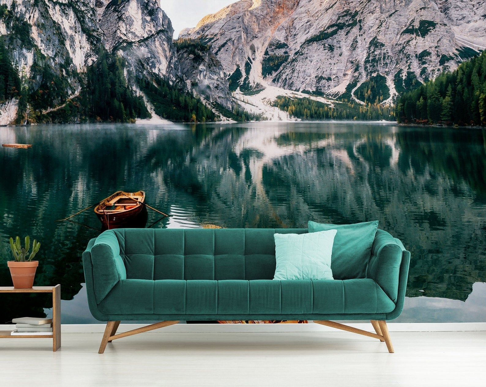 Papel para paredes Paisajes 13 lago con montañas