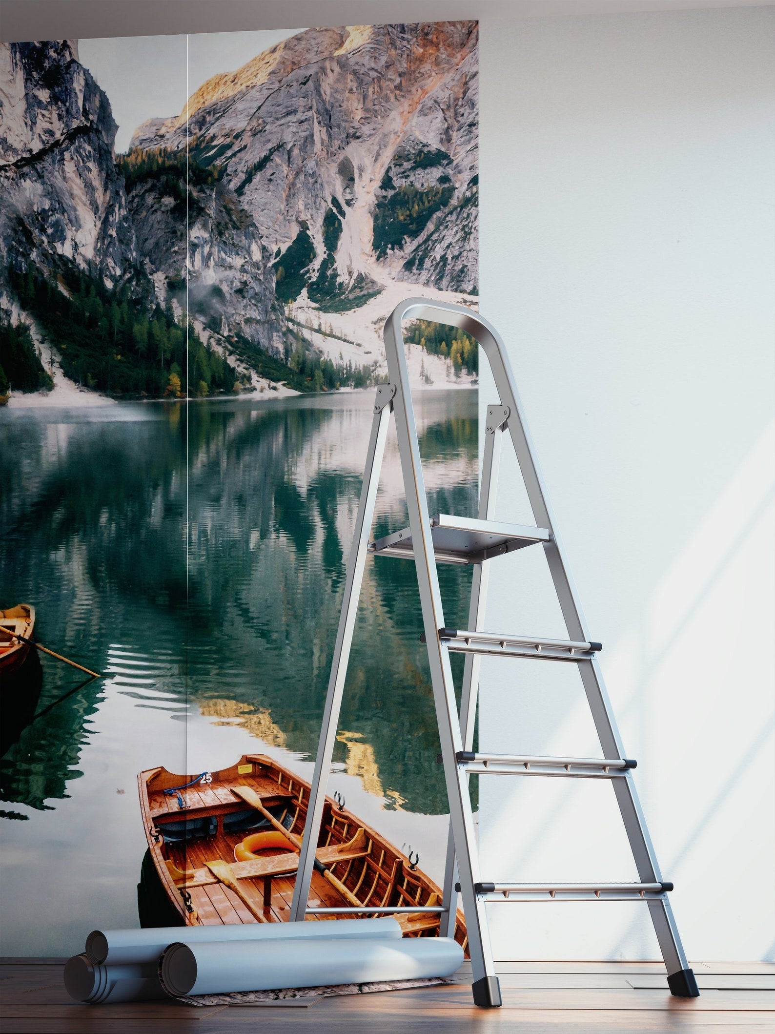 Papel para paredes Paisajes 13 lago con montañas