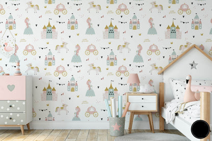 Papel para paredes Castillo mosaico princesa 2