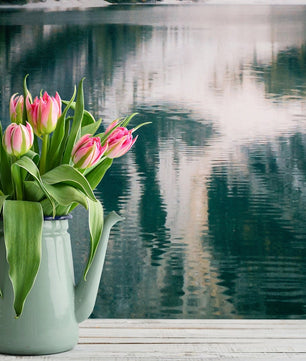 Papel para paredes Paisajes 13 lago con montañas