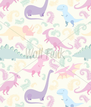 Papel para paredes Mosaico jurassico para niña