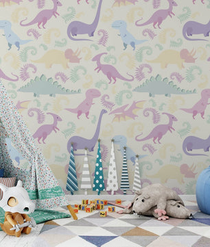 Papel para paredes Mosaico jurassico para niña