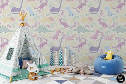 Papel para paredes Mosaico jurassico para niña