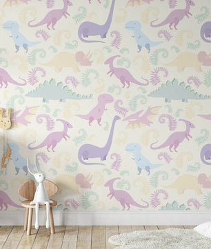 Papel para paredes Mosaico jurassico para niña