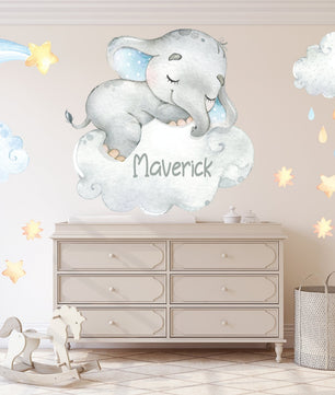 Vinilos decorativos Adhesivos infantiles de Pared Elefante Durmiendo en nube