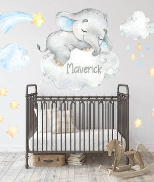 Vinilos decorativos Adhesivos infantiles de Pared Elefante Durmiendo en nube