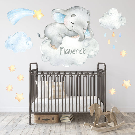 Vinilos decorativos Adhesivos infantiles de Pared Elefante Durmiendo en nube