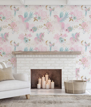 Papel para paredes diseño Unicornios