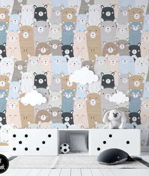 Papel para paredes Osos Mosaico