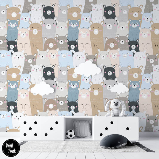 Papel para paredes Osos Mosaico