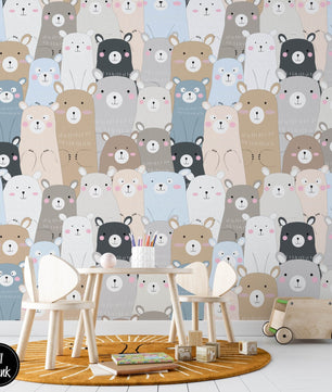 Papel para paredes Osos Mosaico