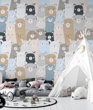 Papel para paredes Osos Mosaico