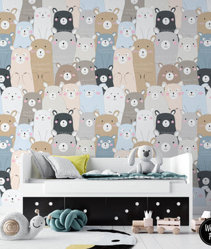 Papel para paredes Osos Mosaico