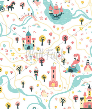 Papel para paredes tierra de princesa mosaico