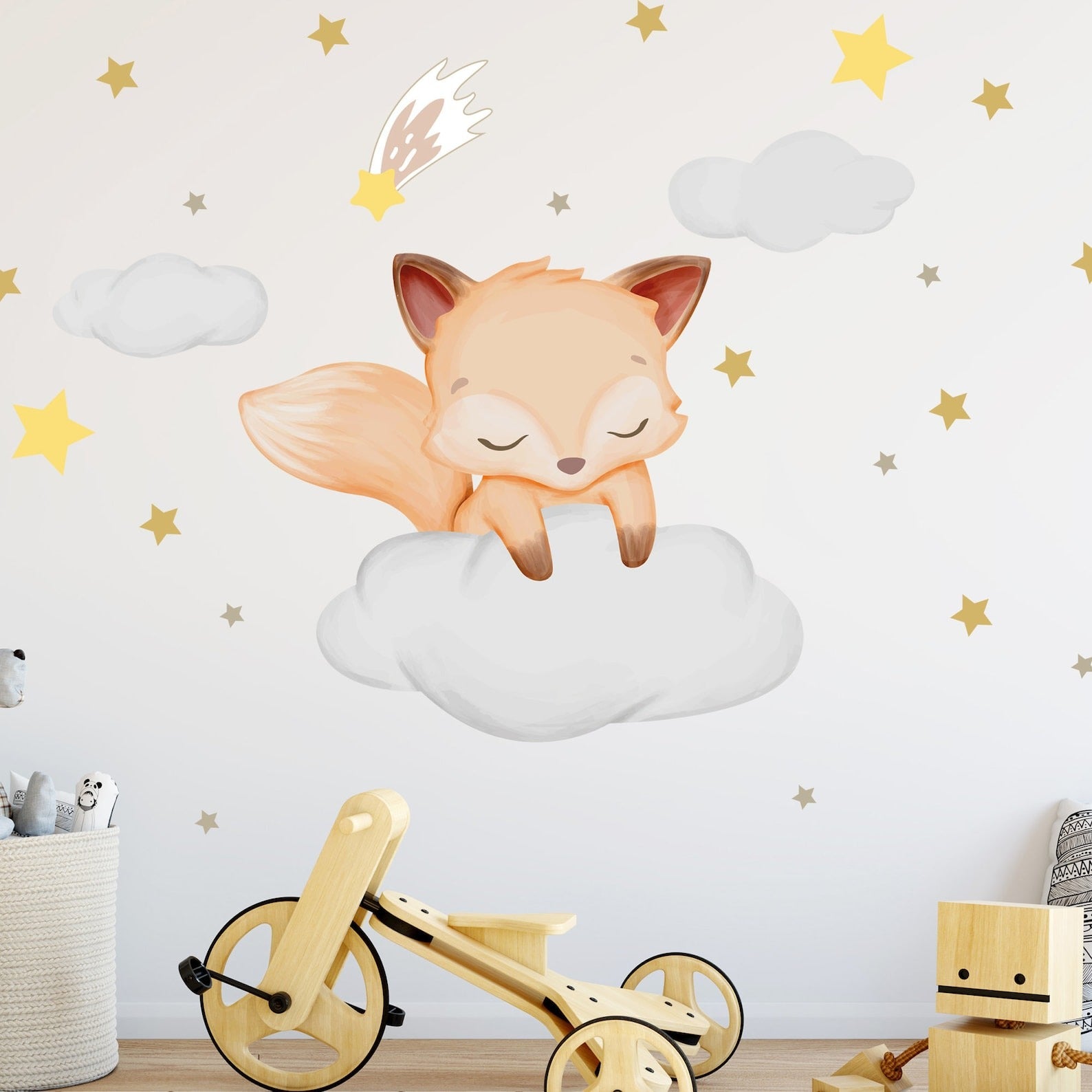 Vinilos decorativos Adhesivos infantiles de Pared Conjunto Animales en nube