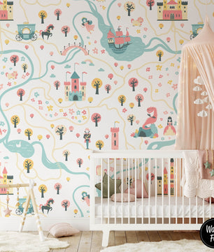 Papel para paredes tierra de princesa mosaico