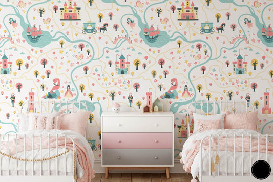 Papel para paredes tierra de princesa mosaico