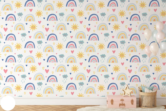 Papel para paredes mosaico Arcoiris con sol