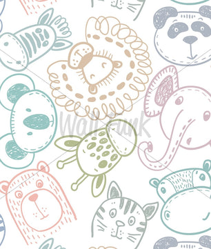 Papel para paredes Safari para niños, arte de pared de dormitorio de animales lindos.