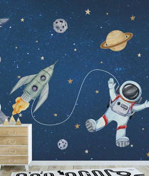 Papel para paredes arte astronauta en acuarela