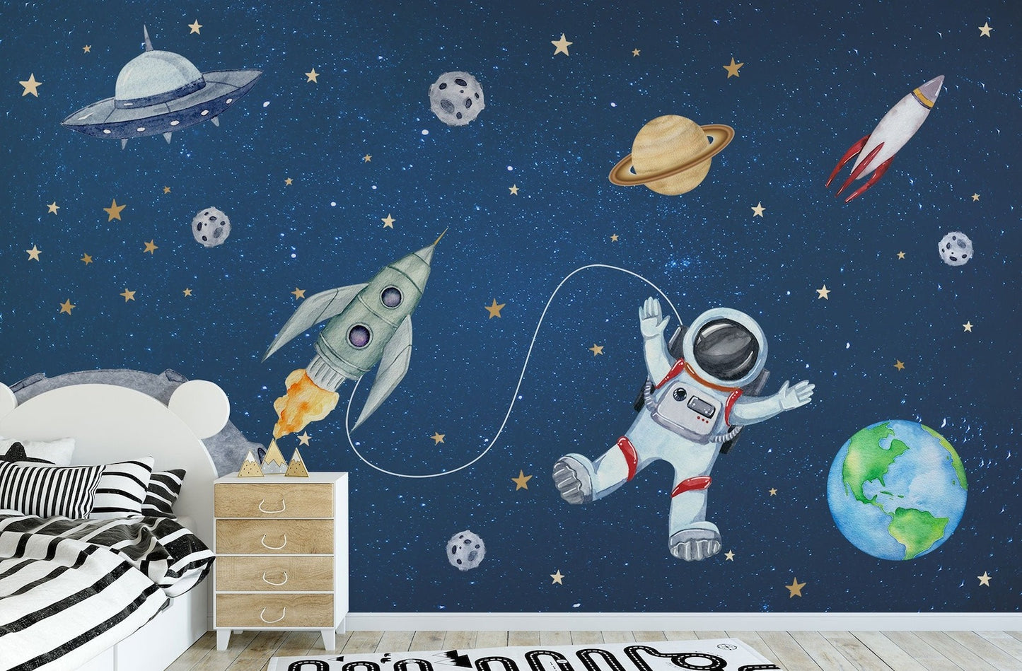 Papel para paredes arte astronauta en acuarela