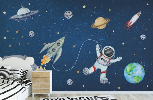 Papel para paredes arte astronauta en acuarela