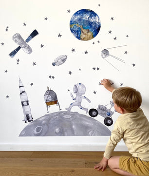 Vinilos decorativos Adhesivos infantiles de Pared  Conjunto Astronautas