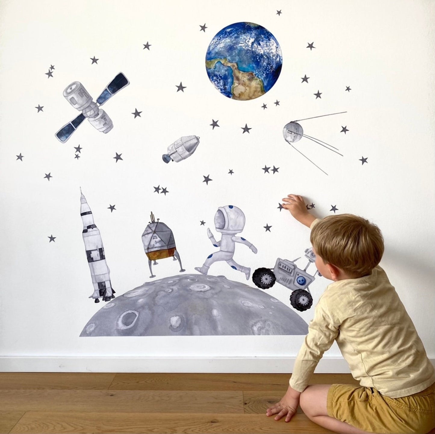 Vinilos decorativos Adhesivos infantiles de Pared  Conjunto Astronautas