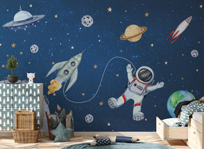 Papel para paredes arte astronauta en acuarela