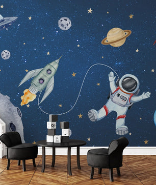 Papel para paredes arte astronauta en acuarela