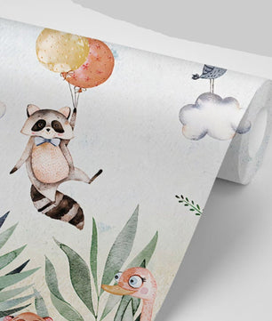 Papel para paredes diseño acuarela niños animal