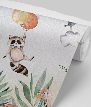 Papel para paredes diseño acuarela niños animal