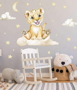 Vinilos decorativos Adhesivos infantiles de Pared Conjunto Animales en nube